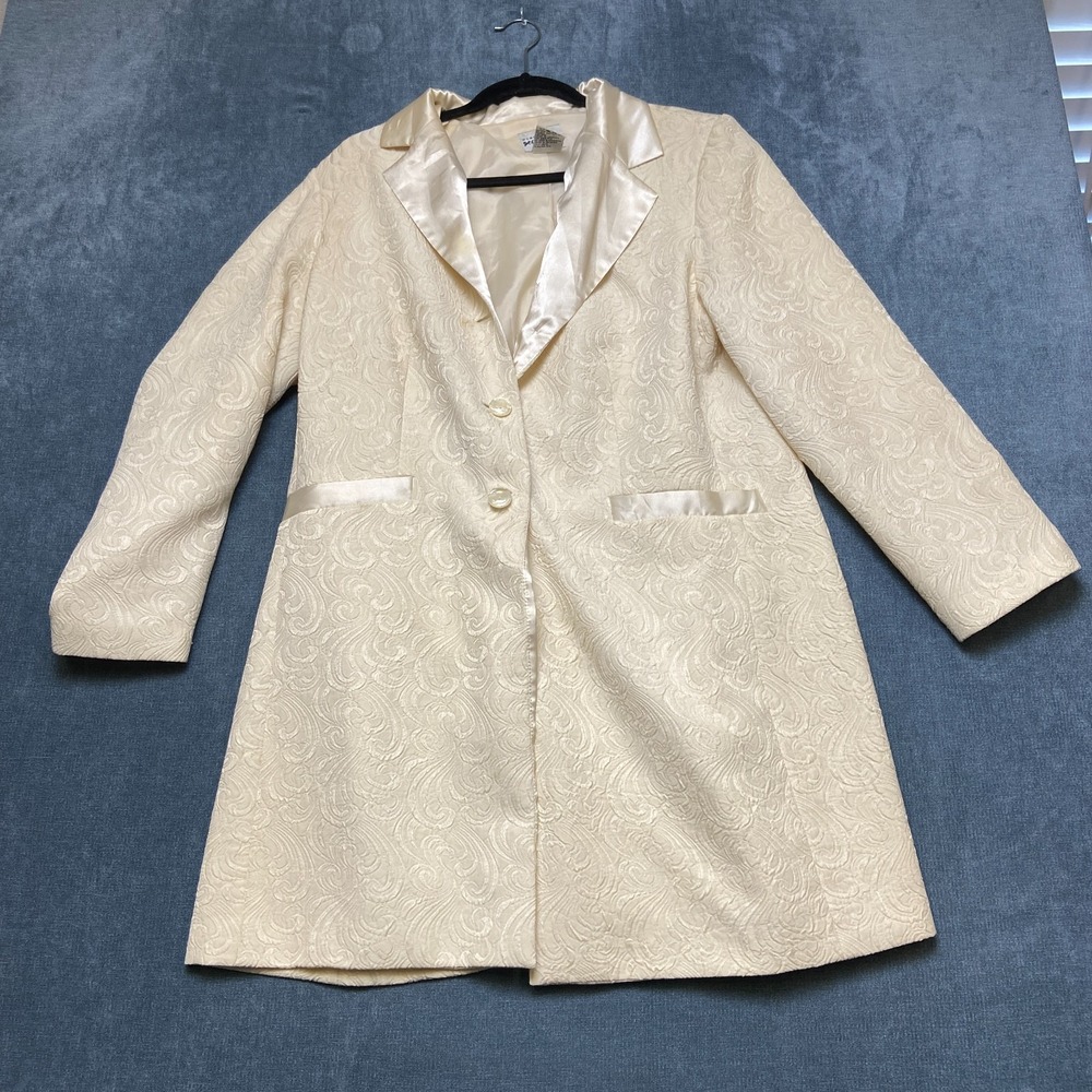 Perceptions Blazer Jacket Womens 14W Beige Notch Lapel Formal Single Breasted